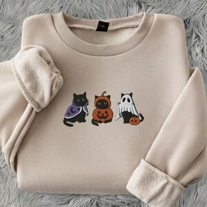 SHEIN Halloween Cat and Ghost Sweatshirt